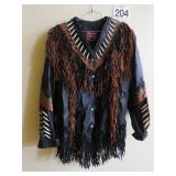 Western World sz XXL Leather Coat Beads & Tassels