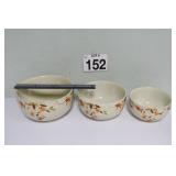 Vtg Hall 3pc Bowl Set 6.5', 7.5' & 9'