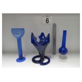 Art Glass & Cobalt Blue Vases