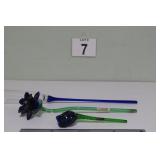 Cobalt Blue Glass Flowers & Long Fluted Glass