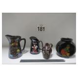 Vtg Hand Painted Batter & Syrup Jugs & More