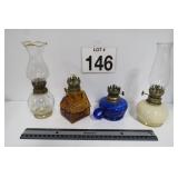 Vtg Glass Oil Lamps
