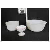 Milk Glass Mixing Bowls & Desert Cup