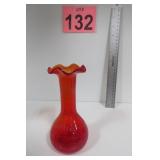 7' Hand Blown Red Glass Vase