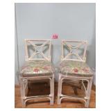 Pair Of Nice Padded Bamboo Chairs Chipendale Style