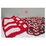 Hand Knitted Granny Blankets - Christmas