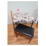Vtg Samson Recovered Table & Padded Bench