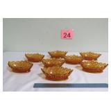Fenton Daisy Button Amber Dishes Set Of 8