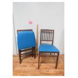 Pair Of Padded Folding Wood Back Chairs