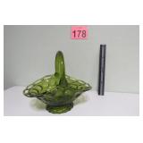 Vtg Green Glass Indiana Center Piece Basket