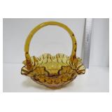 Fenton Amber Glass Thumbprint Basket
