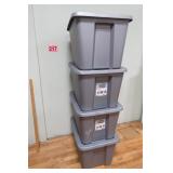4 Storage Totes / Bins 18 Gallon w/ Lids