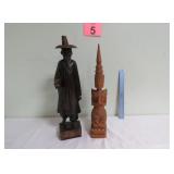 Hand Carved Wood Sculptures 18' & 19' Tall
