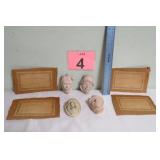 Vtg Sculptured Dickens Character Heads w/ Papers