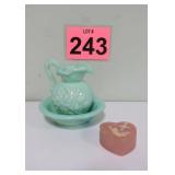 Mini Pitcher & Bowl Set w/ Heart Keepsake Box