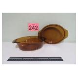 Vtg Fire King Amber Glass Covered Dish