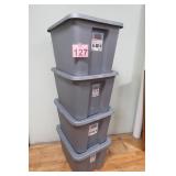 4 Storage Totes / Bins 18 Gallon w/ Lids