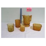 Vtg Button Daisy Amber Pitcher - Dish & More