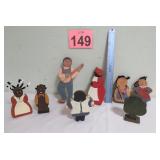 Folk Art Vtg Hand Painted Wood Figures