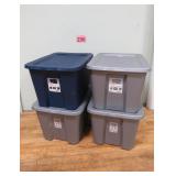4 Storage Bins / Totes w/ Lids 18 Gallon