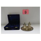 Vtg Salt & Pepper Silver Plate Box Set