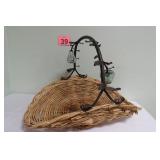 Lg Metal Handle & Glass Blown Fruit Basket