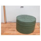 Vtg MCM Green Vinyl Ottoman