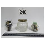 Vtg Aunt Jane Jar & 2 w/ Vintage Buttons