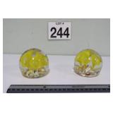 St. Clair Yellow Flower Glass Paperweights