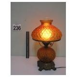 Amber Quilted Glass Mid-Century 19' Lamp