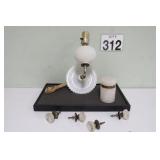 Glass Knobs - Vtg Milk Glass Lamp & More