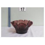 Vtg Amethyst Bubble Glass Ruffle Rim Bowl