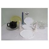 Milk Glass, Tea Pot, Hazel Atlas Platter & More