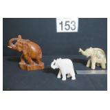 Pair Of Carved Stone & Wood Carved Elephant