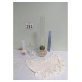 Vtg Oil Lamp - Leaded Crystal Cross & Vase