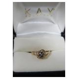10kt Gold Blue Topaz & Diamond Ring 1.7 gr tw