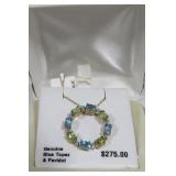 New 10kt Gold Necklace - Blue Topaz & Peridot