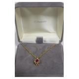 14kt Gold 24' Necklace w/ Ruby & Diamond 4 gr. tw.