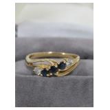 14kt Gold Saphire & Diamond Ring sz 8