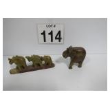 Carved Soapstone Elephant Figurines