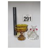 Westmoreland 1000 Eye Candle Holder & Amber Dish