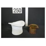 Fenton Milk & Amber Glass Top Hats