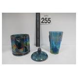 Vtg Carnival Iridescent Harvest Grape Glass & Dish