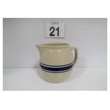 Antique Weller Pottery Blue Band Pitcher 6' Tall