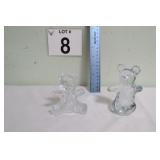 Glass Bears w/ 1 Bubble Glass Paperweight