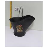 Vintage Ash Bucket w/ Rooster & Fire Engine