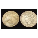(2) Peace Dollar US Coins (1924 & 1928 S) (2) Peace Dollar US Coins (1924 & 1928 S)