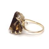 10K Gold Smoky Quartz Lighthouse Lens Ring sz 6.5 10K Gold Smoky Quartz Lighthouse Lens Ring sz 6.5