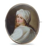 Antique Beatrice Cenci Painting Porcelain Brooch Antique Beatrice Cenci Painting Porcelain Brooch