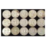 (15) Franklin Half Dollar US Coins (90% Silver) (15) Franklin Half Dollar US Coins (90% Silver)
